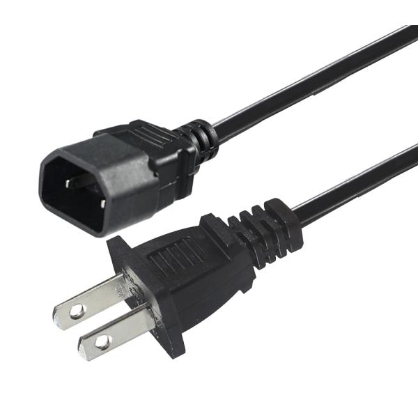 NEMA 1-15P à IEC C18 Cordon d'alimentation - câble de connexion US à deux branches pour adaptateur d'ordinateur portable, projecteur, alimentation de moniteur