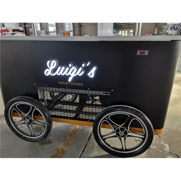 Commercial Mini Frozen Ice Cream Display Cart Trailer Gelato Mexican Beach Ice Cream Freezer Hand Cart Push Carts For Ice Cream