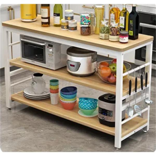 Metal Wood Kitchen Bakers Microwave Rack Countertop Organizer 2 Tier