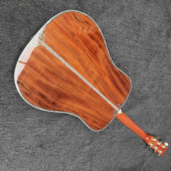 Custom 6/12 Strings Solid KOA Back Side Abalone Binding Acoustic Guitar with Customized Logo in Abalone
