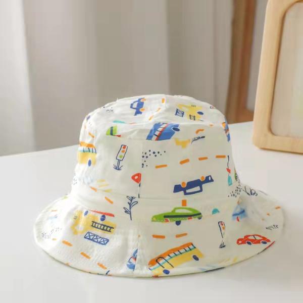 2022 Summer Plain Dyed Panama Children Cotton Cartoon Bucket Hat for Boys and Girls