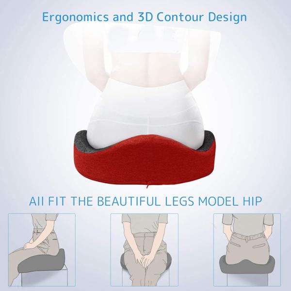 Yes Customized Memory Foam Seat Cushion Ergonomic Office Chair Pad for Hip Pain Relief