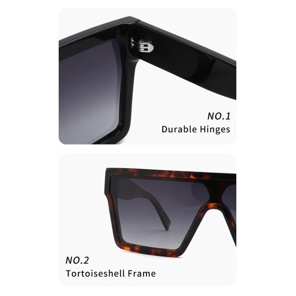 Плоские верхние солнечные очки Uv400 больших солнечных очков рамки цельные слишком большие квадратные