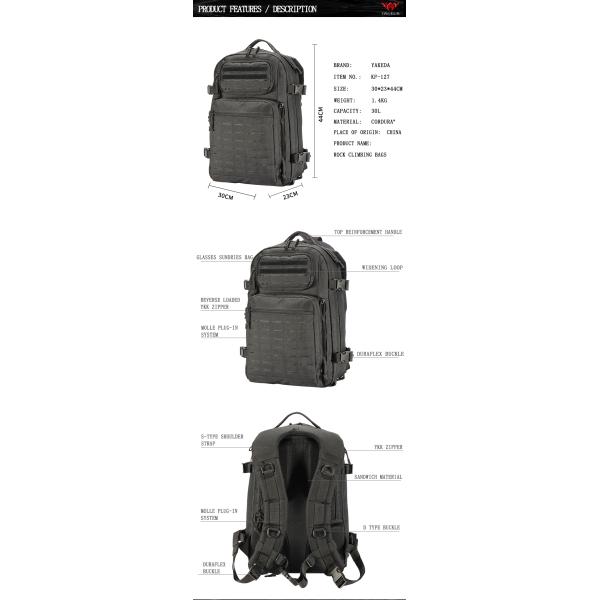 Black Outdoor Adventure Backpack For Leisure Climbing / Hydration Camping