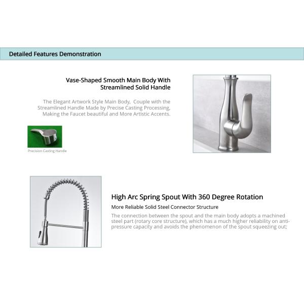 Шланг Faucet PEX нержавеющей стали Faucet 18/10 кухни держателя ODM одиночное почищенный щеткой