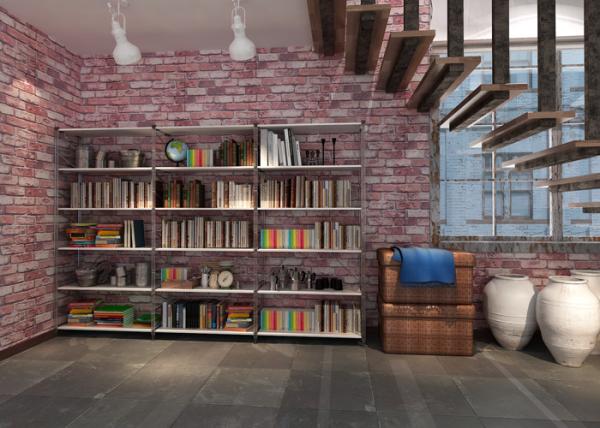 3D Vinyl Brick Effect Wallpaper For Bedroom / Coffee Shop , Removable Brick Wallpaper