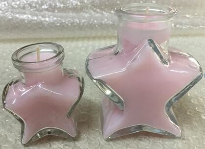 100% paraffin pink glass scented candle with star shape packed into gift box