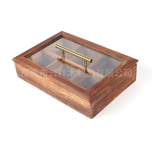 Plateau de service en bois rustique divisé avec 6 sections