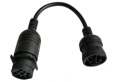 Black J1939 Deutsch 9 Pin Male with Square Flange to J1708 6 Pin Female Cable