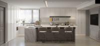 Refinado Chic Modern Cream Branco Armazém de cozinha de aço inoxidável com mármore luxuoso