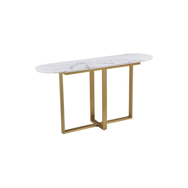 T961-1 Irregular luxury console table modern console table Gold Frame Oval Marble Console Table