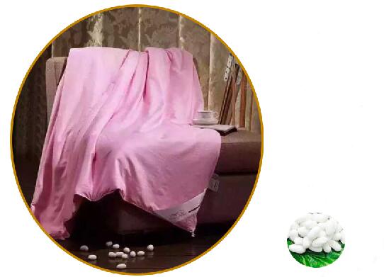 Natural mulberry silk quilt 100% cotton jacquard fabric in light pink /dark pink color