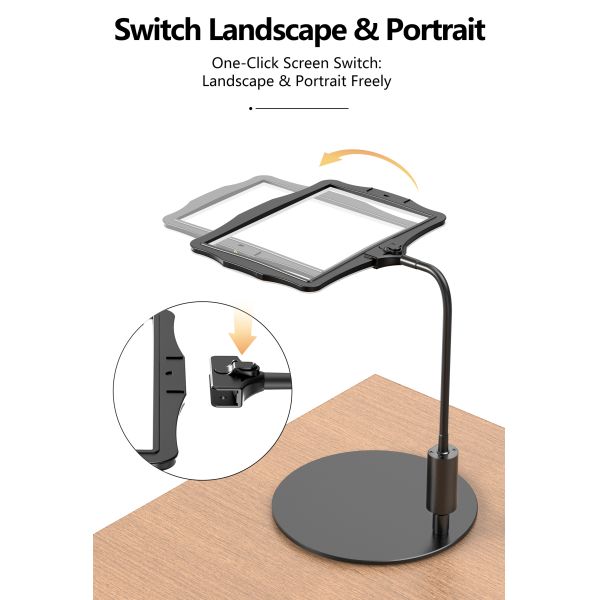 Desktop Movable Height Adjustable Floor Screen LED Magnifier Acrylic Detachable Switchable Lenses 48 Bright Eye-Care Reading