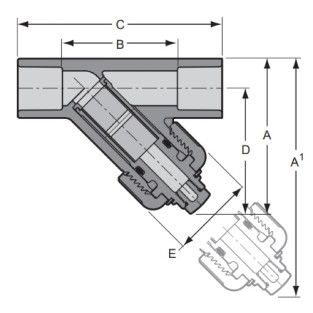 Стрейнер A351 Gr.CF8M 1/2» 800# FNPT x FNPT SS316 y продел нитку стрейнер y
