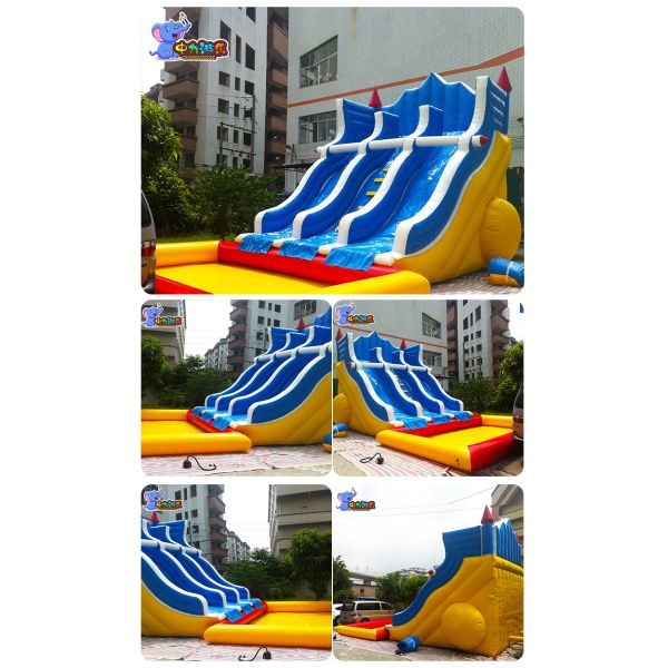 Outdoor Triple Inflatable Waterslide Birthday Party Buffer Pool 22ft