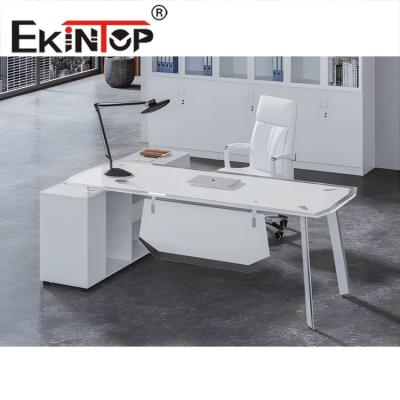 Mesa de escritório moderna de vidro temperado grande mesa de vidro retangular SGS