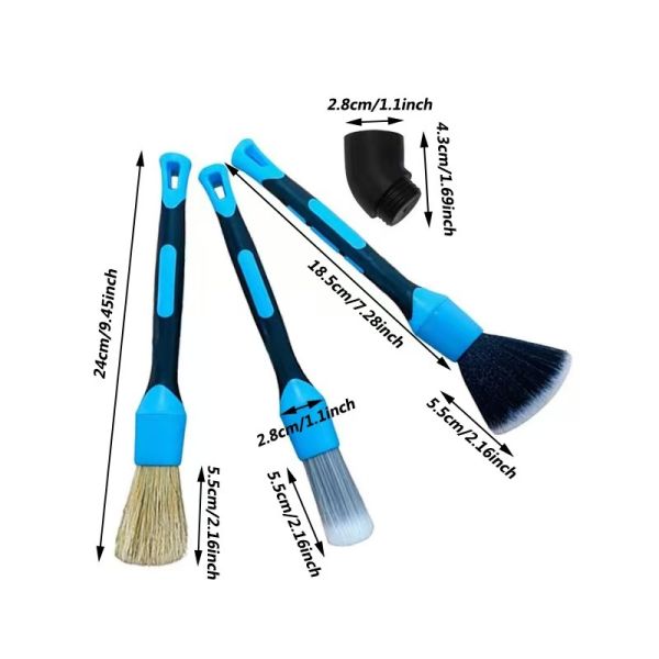 Boar Hair Car Interior Cleaning Brush | Rubberized Handle Car Detailing Tool