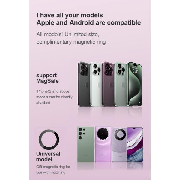 Soporte inalámbrico para teléfono de coche con carga rápida y efecto de luz RGB para soporte de cargador de iPhone con textura de aleación de aluminio