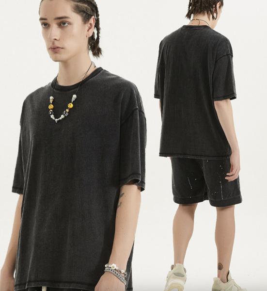 Custom Contrast Stitch Thread Blank T Shirts Short Sleeves 2XL No Label