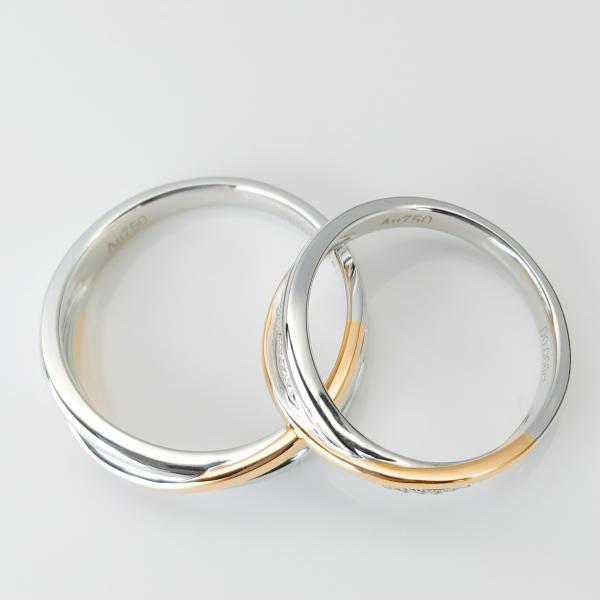 Double Color Special Lines Women11 White Gold Couple Ring