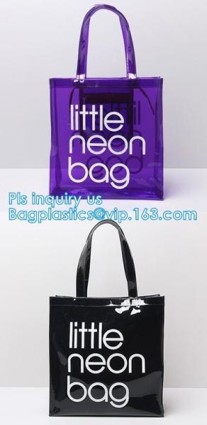 PVC soft pouch bag with round, packaging bag with embroidery recyclable quilt packaging bag, Handle Bag, PVC Shopping Ba
