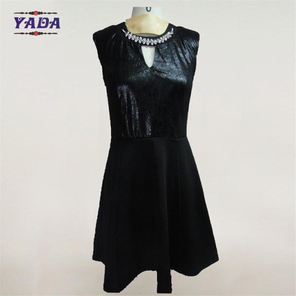 Мода пу коктейль лето леди без рукав платье женщины офисные униформы платья с красным аппликатом