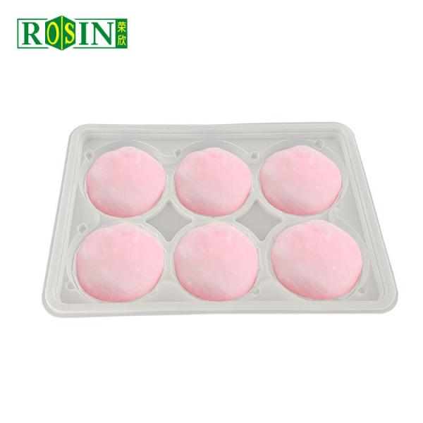 Customized Plastic Bakery Boxes 6 Cells Round PP 0.6mm Thickness For White Mochi