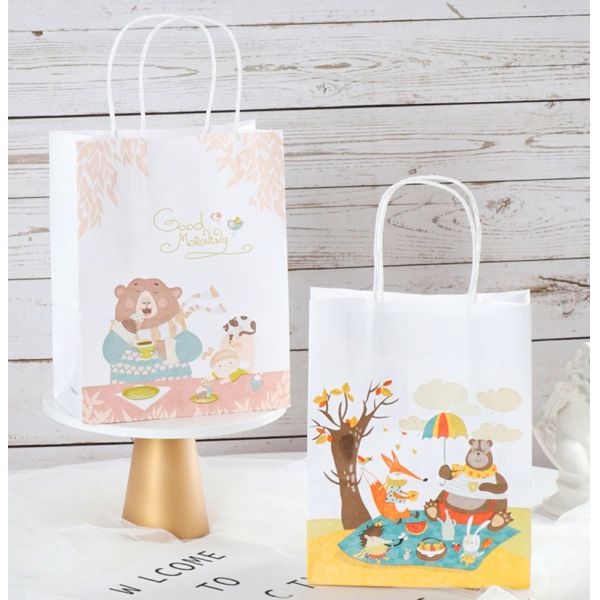 Personalised Kraft Paper Printed Takeaway Bags For Restaurant Hot Food