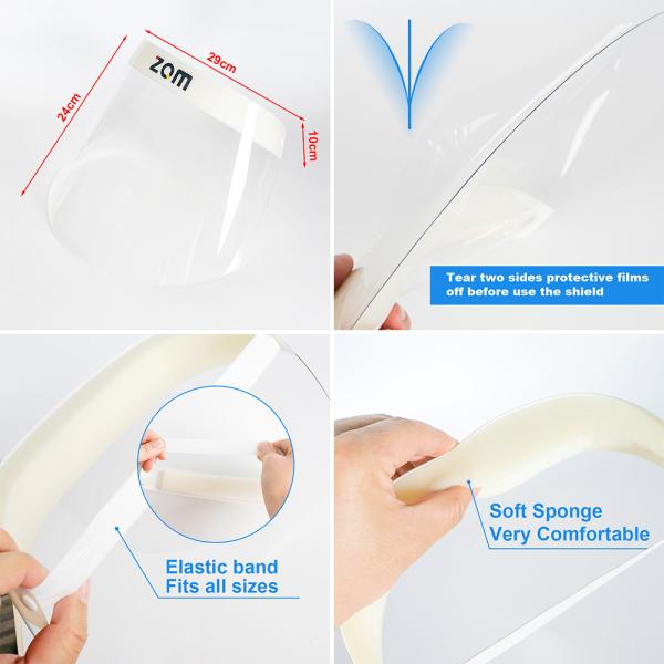 High Definition Anti Fog Full Face Plastic Transparent Face Shield / Protective Face Shield Custom Logo