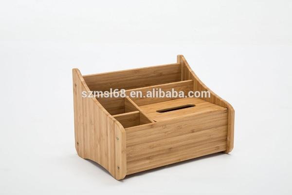 Multifunction Bamboo Tissue Dispenser Box Holder For Mobile Phone And Accessories