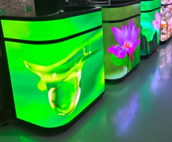 Cabinet table display  Elliptical edge Curved led display table