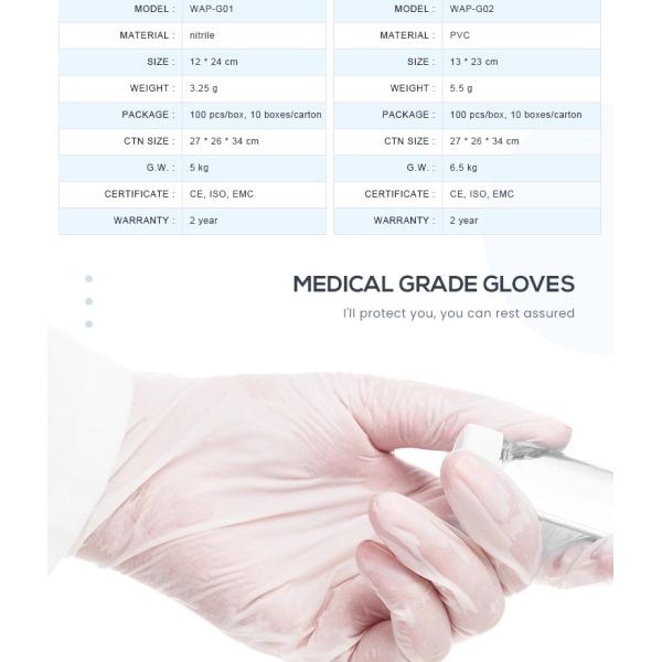 Vinyl Sterile Disposable Plastic Gloves Curved Finger Textured Surface Sterility Maintain