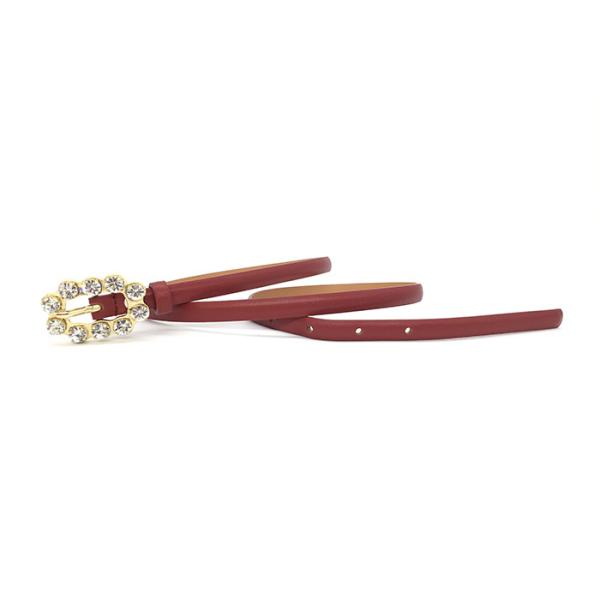 Lady Waist Genuine Leather Rhinestone Belt With Diamond Buckle