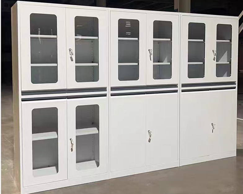 All Steel Medicine Storage Cabinet Heavy Duty Chemical Storage Cupboard With Glass Door