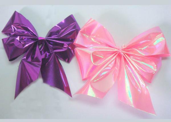 Plastic tie christmas ribbon bow with elastic for gift , candy , chocolate packaging