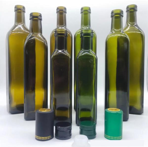 Garrafas de vidro de azeite de cozinha em cor de garrafa personalizada e tamanhos de 250ml 500ml 750ml