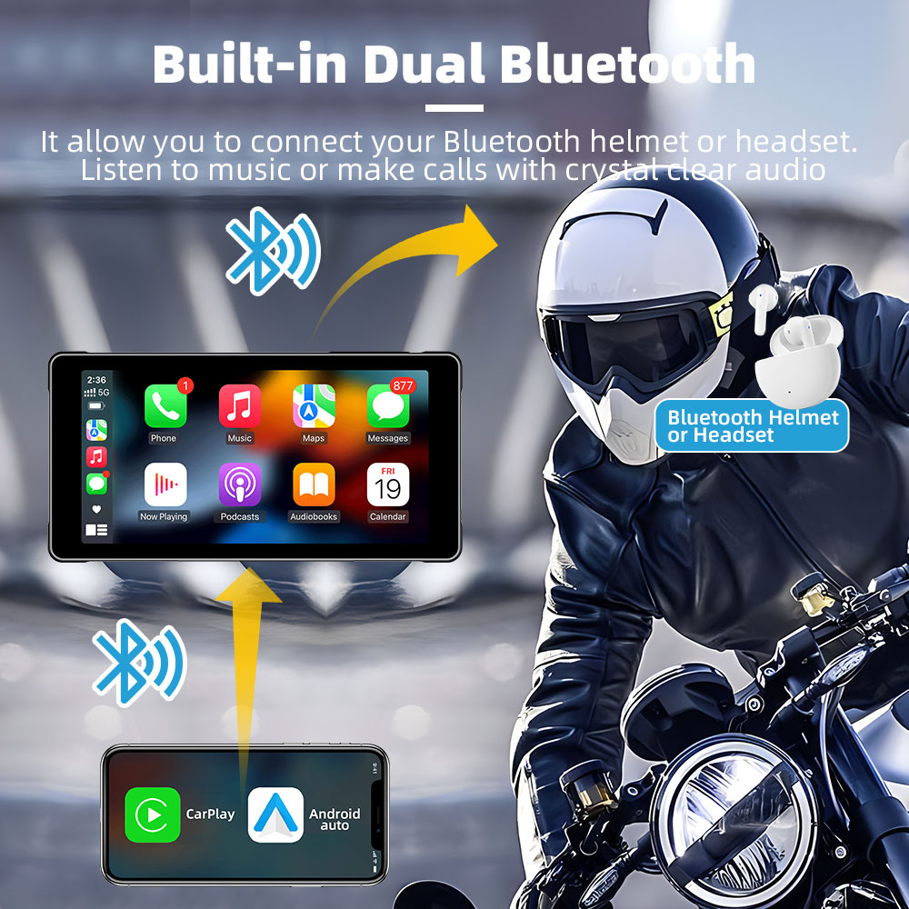 GRANDnavi 5.5 дюймовый портативный монитор CarPlay Мотоциклет навигационное устройство мультимедиа водонепроницаемый уровень IP66