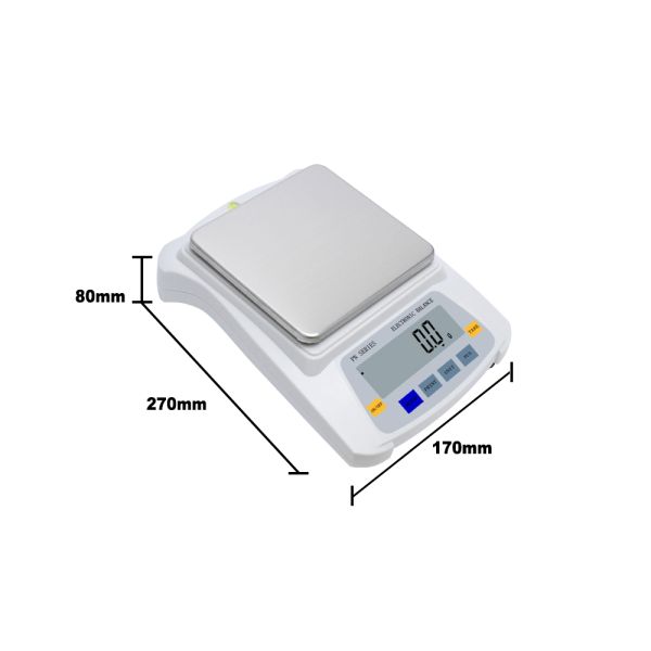 Precision Jewelry Scale with 1.5kg/0.01g Capacity, 155mm*146mm Platform, and 6v Battery + 12v Adapter