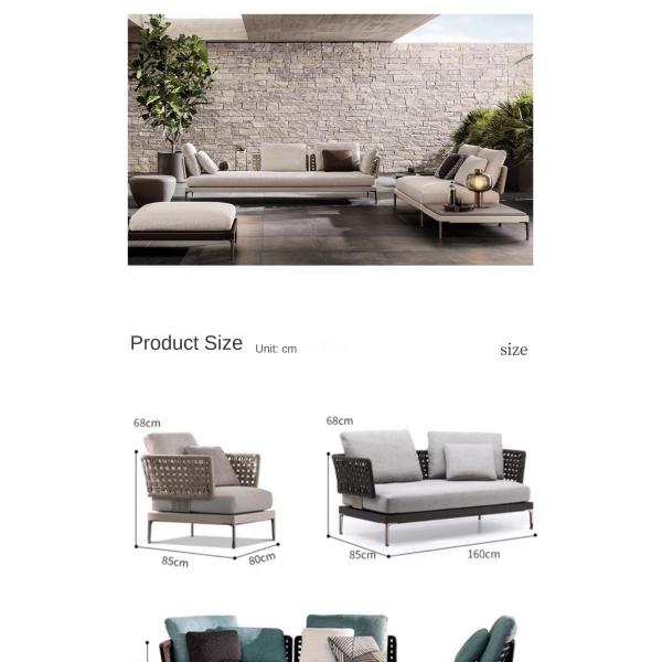 Aluminum Frame Braided Roap Rattan Outdoor Sofa And Table Set Leisure Patio Furniture