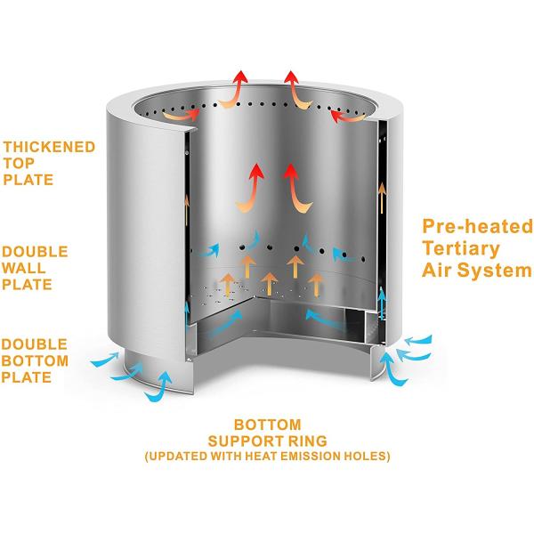 Stainless Steel Natural Wood Burning Portable Smokeless Fire Pit For BBQ