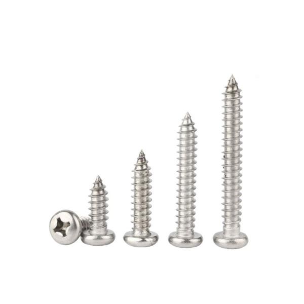 Galvanizado 304 cabeça de panela de aço inoxidável parafusos de auto-aperto acabamento simples Din 7981