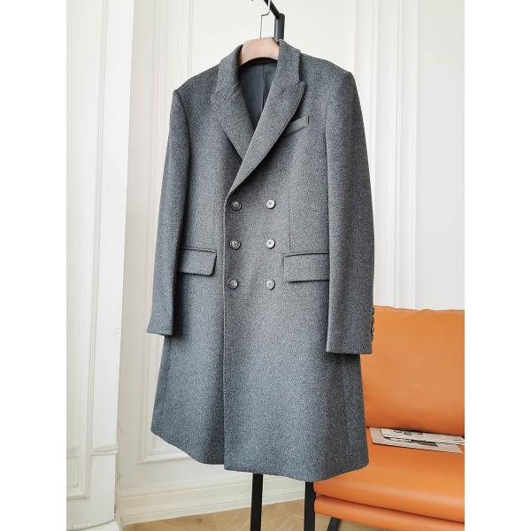 НЕТ Мужское пальто с капюшоном Кашмирный пальто 90% шерсти 10% Кашмирный двойной грудью Средняя длина