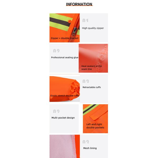 Polyester Taffeta Reflective Safety Clothing Waterproof Coating High Visibility Coat