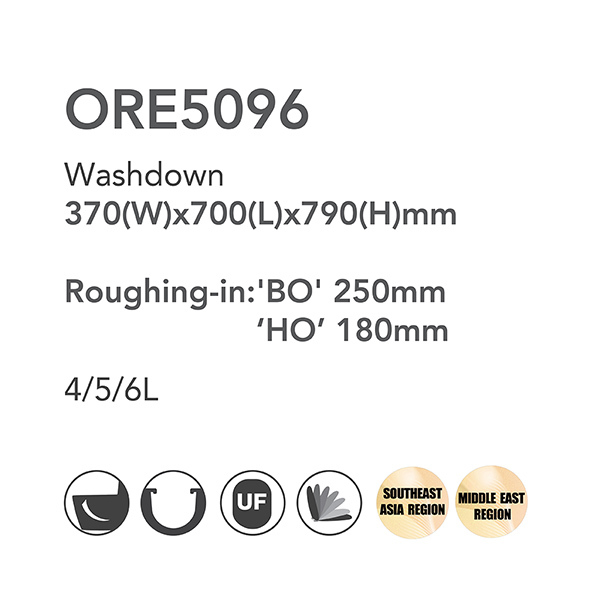 UF Two Piece Toilets Durable Compact Toilets 370x700x790mm Orin ORE5096