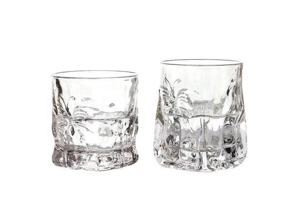 Transparent 260ml 95mm Square Crystal Whiskey Glasses Butterfly Embossed