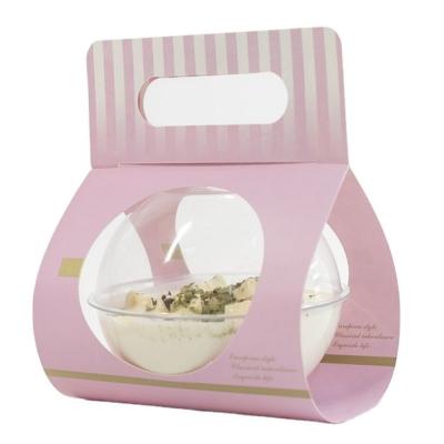 Custom Printing Paper Carry Salad Bowl with Lid Transparent Box Color Plastic