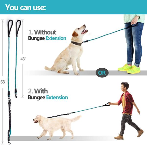 No Slip Reflective Dog Leash Heavy Duty Rope Anti - Pull For Shock Absorption