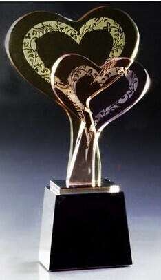 Heart Shape Crystal Trophy