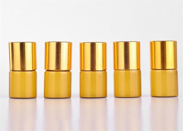 3ml Amber Glass Roller Ball Bottles , Gold Roller Bottles With Aluminium Cap