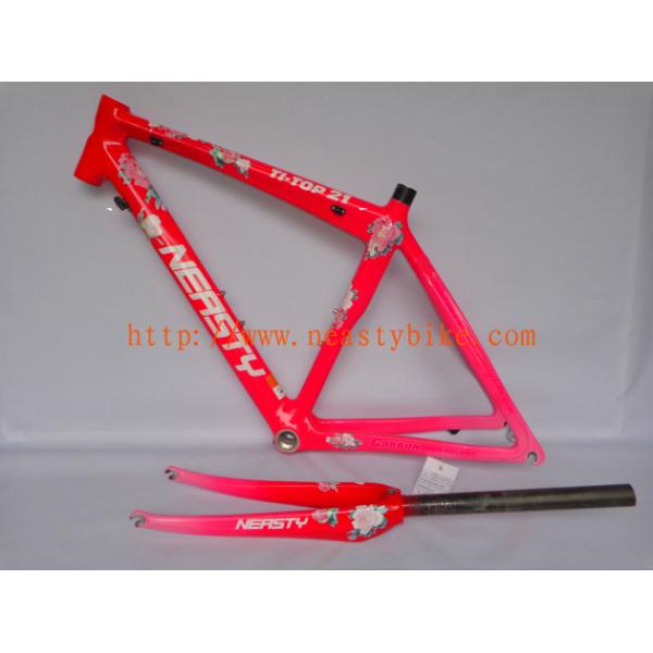 RB-NT11 carbon frame 48CM road bike frame with decal peony flower (pink)